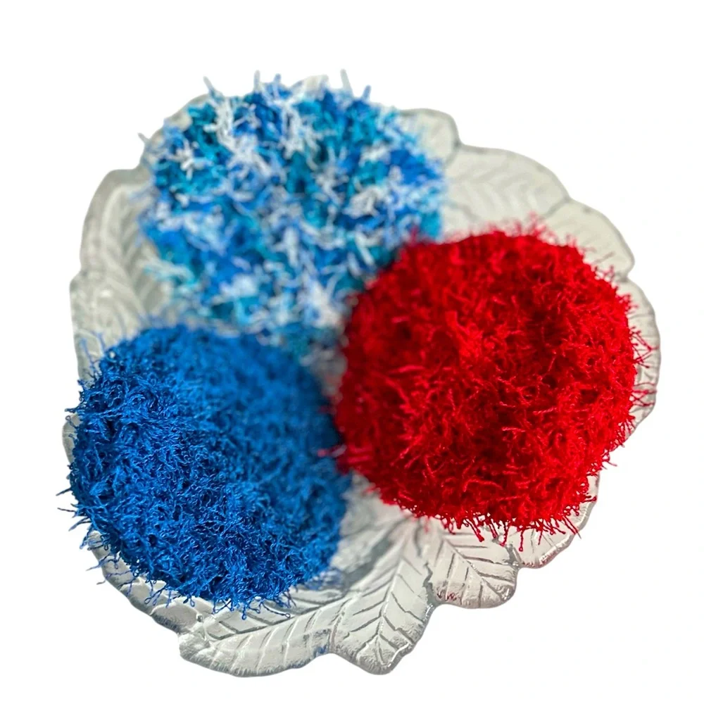 HAND CRAFTED Colorful Crocheted Reusable Polyester Kitchen Dish Scrubbing Pads